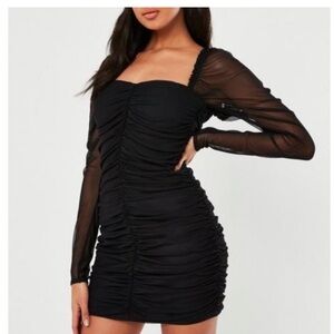 Missguided+ Black Ruched Bodycon Dress
